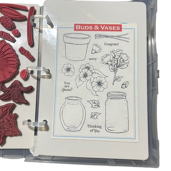 A YEAR OF FLOWERS RUBEBR STAMP SET OF 21 STAMPS Buds And Vases 14 Stamps Set - Picture 3 of 8